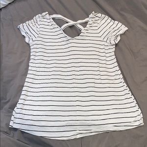 Torrid White Top with Black Stripes
